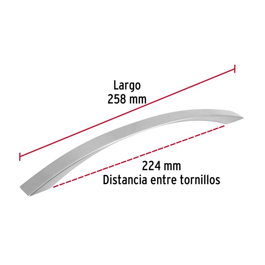 Jaladera metálica de 224mm estilo 'Moderno', níquel satinado Caja con 12, 43379