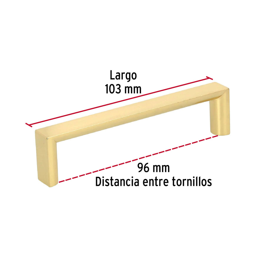 Jaladera metálica de 96 mm estilo 'Andamio', latón brillante Caja con 12, 43906