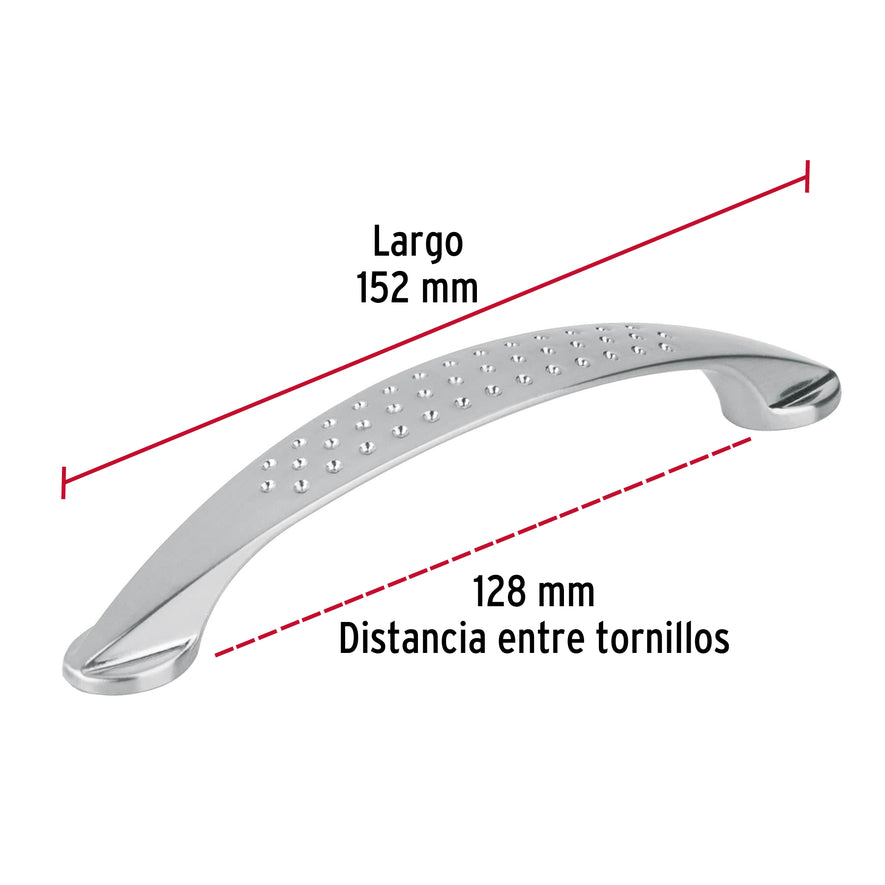 Jaladera metálica de 128mm estilo 'Elipse', níquel satinado Caja con 12, 43621