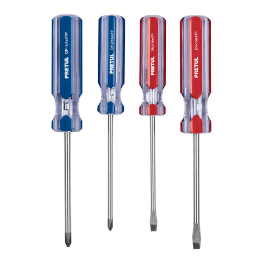 Juego de 4 desarmadores mango de PVC, Pretul Caja con 6, 20212