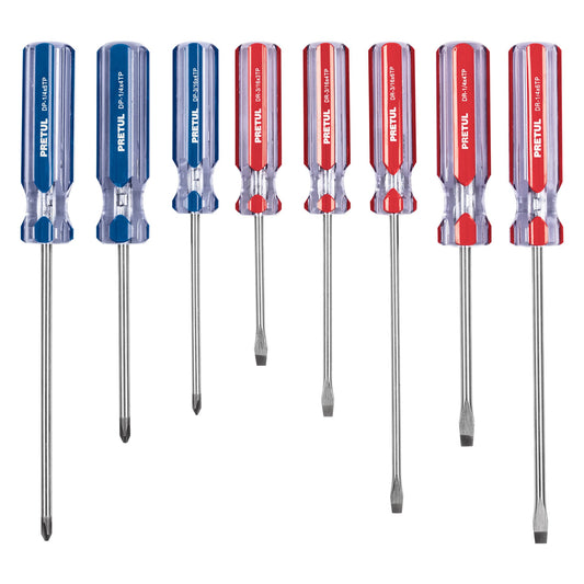 Juego de 8 desarmadores mango de PVC, Pretul Caja con 6, 20213