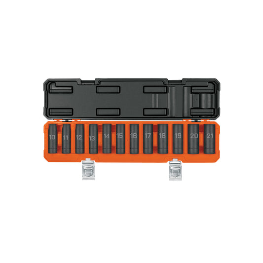 Juego de 12 dados largos de impacto cuadro 1/2', 6 puntas mm, 100946