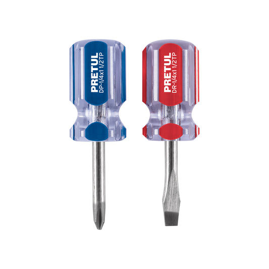 Dúo de desarmadores 1/4 x 1-1/2' mango de PVC, Pretul Caja con 12, 21379