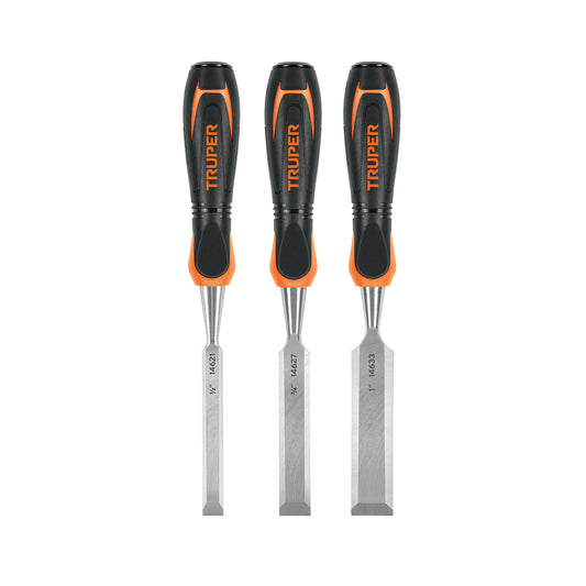 Juego de 3 formones mango Comfort Grip, Truper Caja con 3, 17759