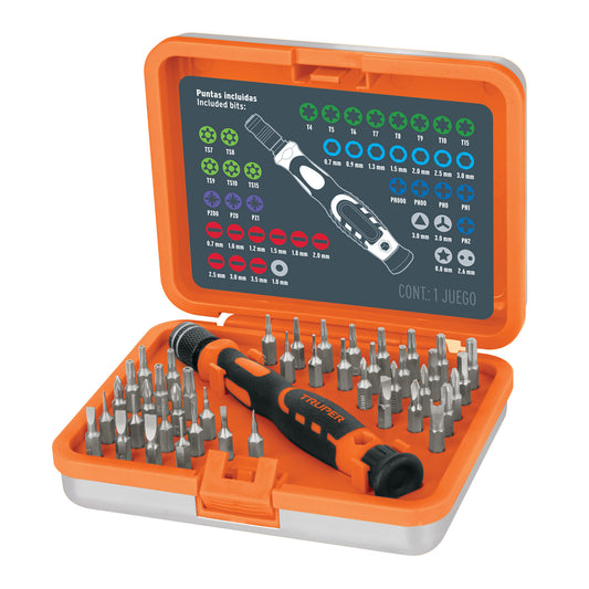 Desarmador de precisión con 42 puntas intercambiables Caja con 2, 14163