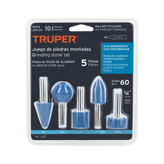 Juego de 5 piedras montadas zanco 1/4', alto rendimiento Caja con 6, 12444