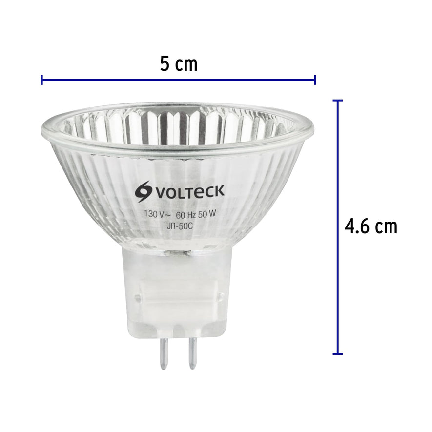 Lámpara de halógeno transp. 50 W tipo MR16 en caja, Volteck Caja con 6, 47254