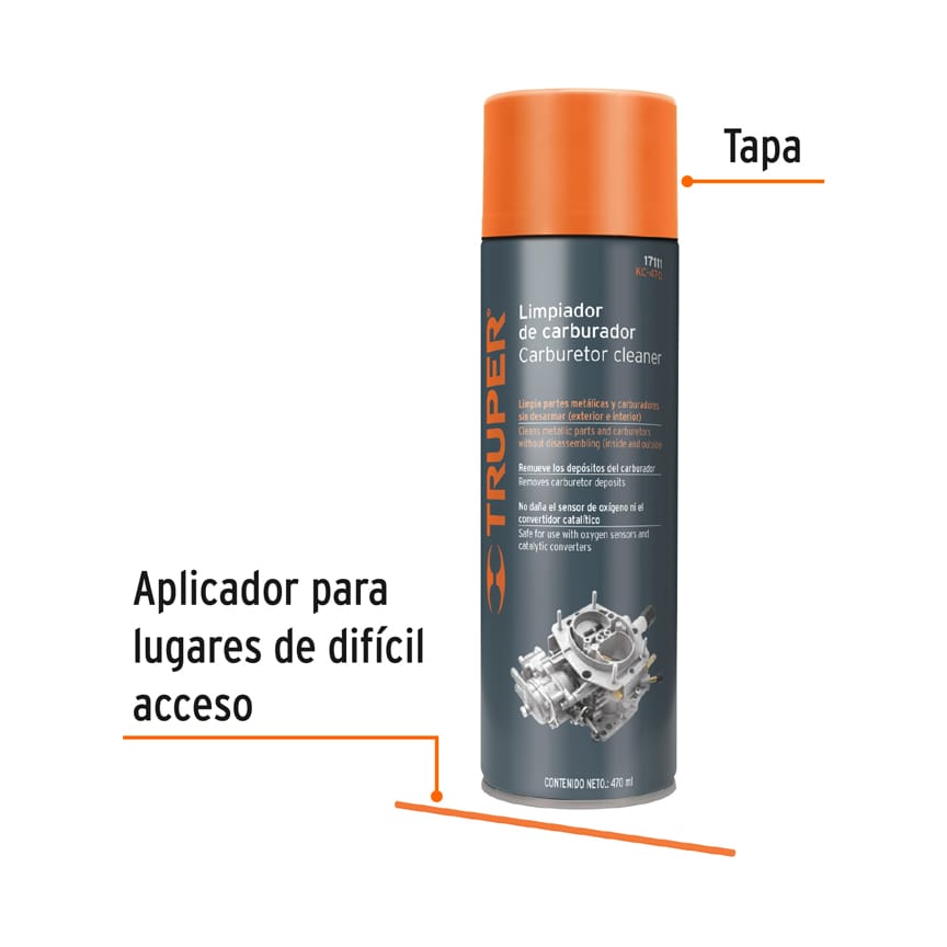 Limpiador de carburador, 470ml (16oz), Truper Caja con 4, 17111