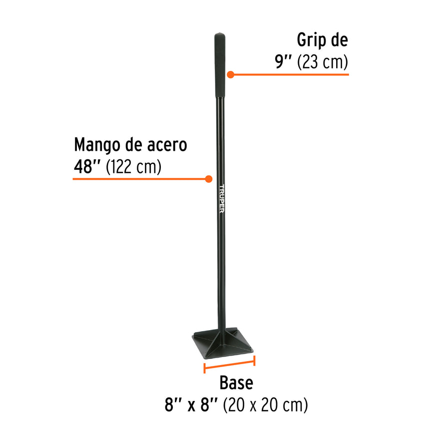 Pisón 8' x 8' con mango de acero de 48', Truper, 17472