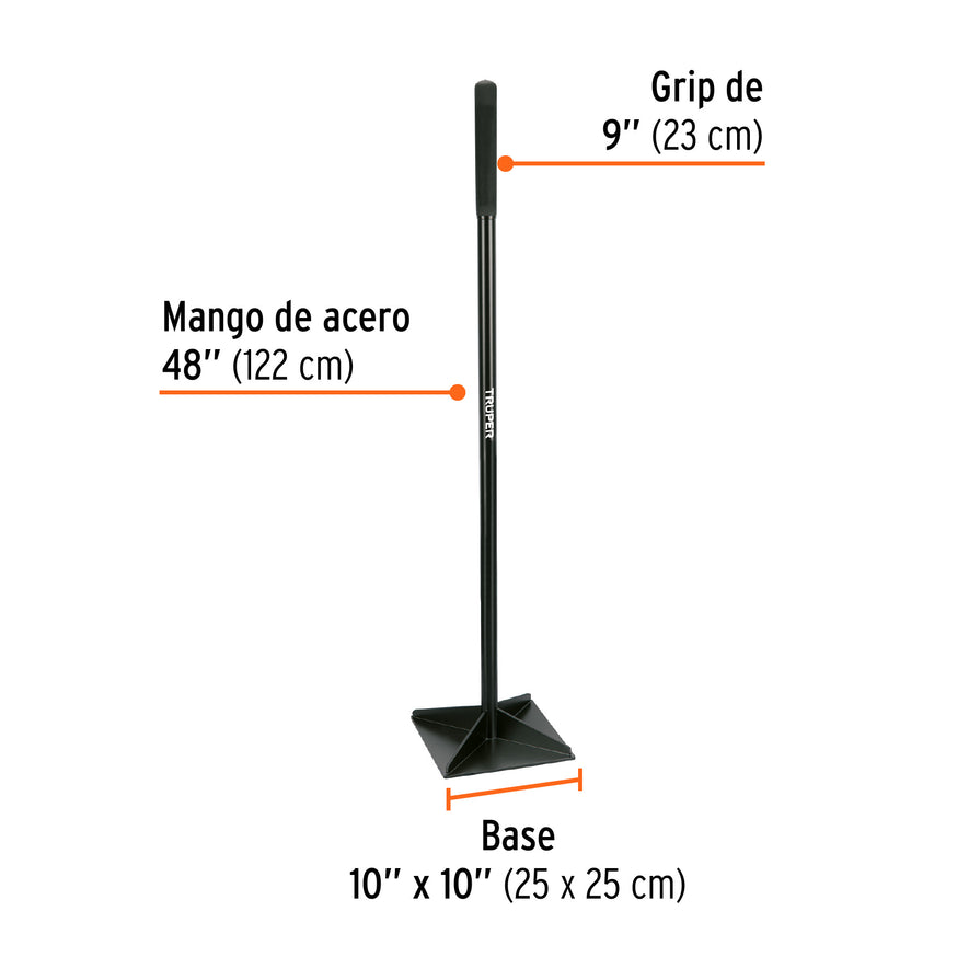 Pisón 10' x 10' con mango de acero de 48', Truper, 17473