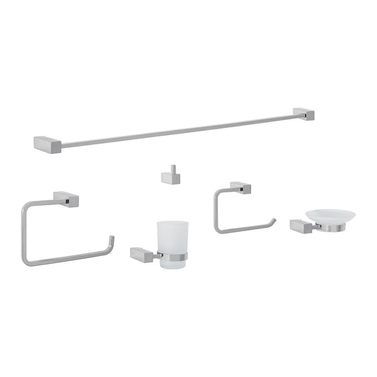 Juego de 6 accesorios para baño, cromo, FOSET KUBO, 44319