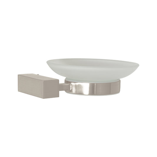 Jabonera con plato de vidrio, satín, FOSET KUBO Caja con 4, 44398