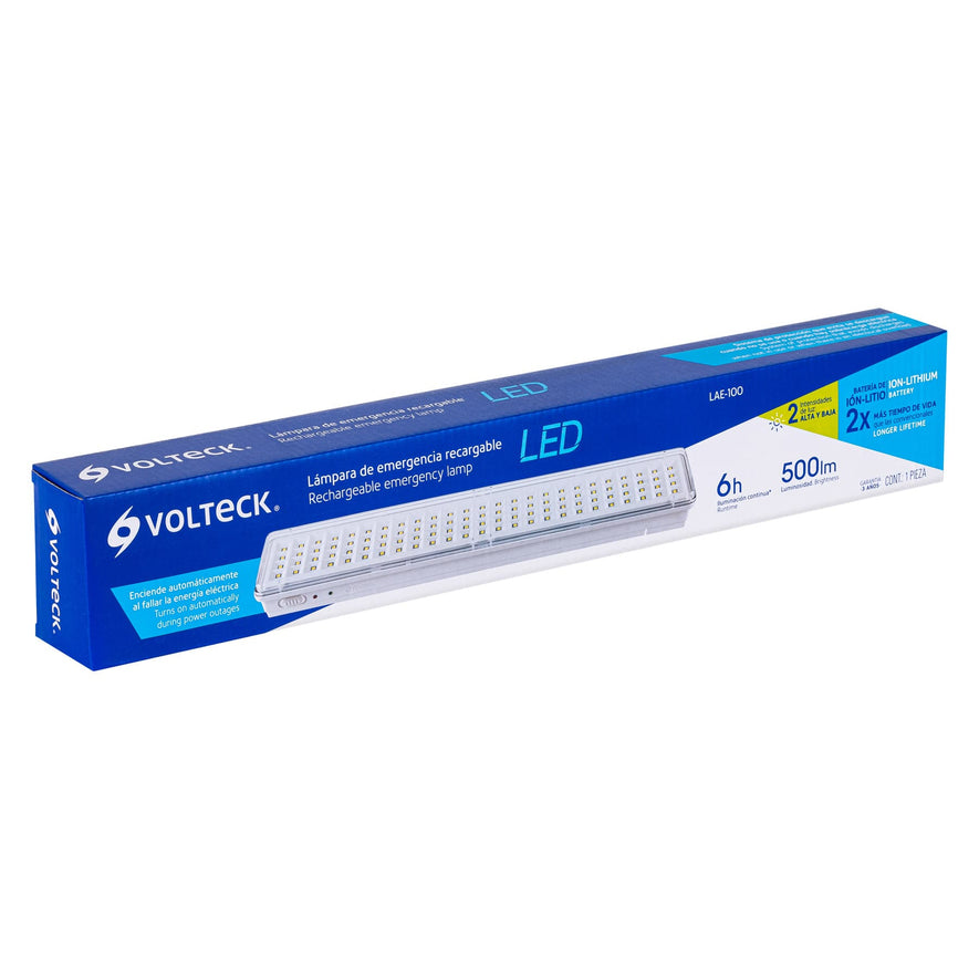 Lámpara de emergencia de 100 Leds 500 lm recargable, Volteck Caja con 2, 43009