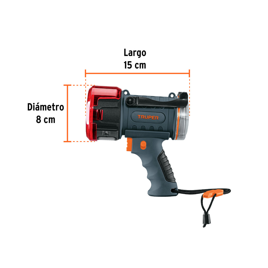 Linterna reflectora LED 2000 lm, recargable, TRUPER, 102418