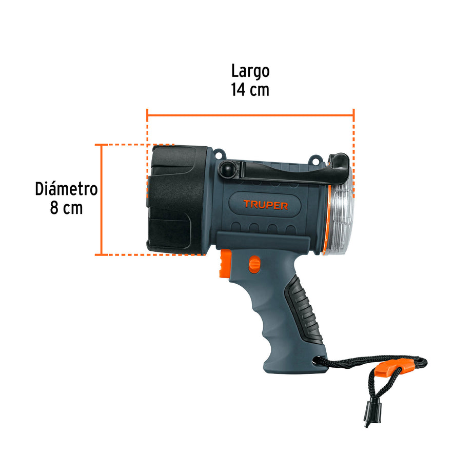 Linterna reflectora LED 300 lm recargable, TRUPER, 12983