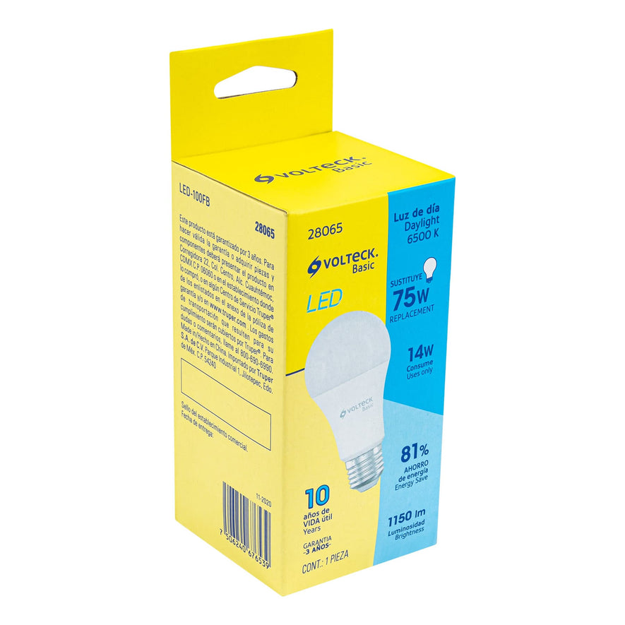 Lámpara LED A19 14 W (equiv. 75 W), luz de día, caja, Basic Caja con 10, 28065