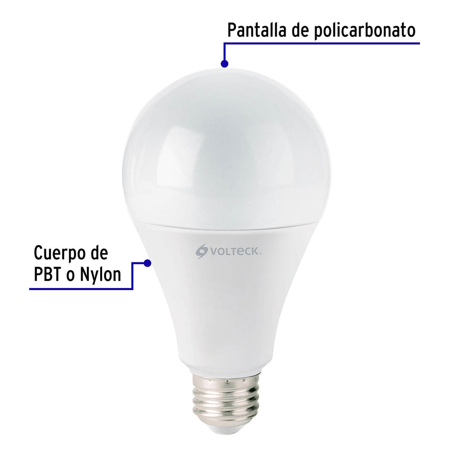 Lámpara LED A25 18 W (equiv. 125 W) luz cálida, caja Volteck Caja con 6, 48459