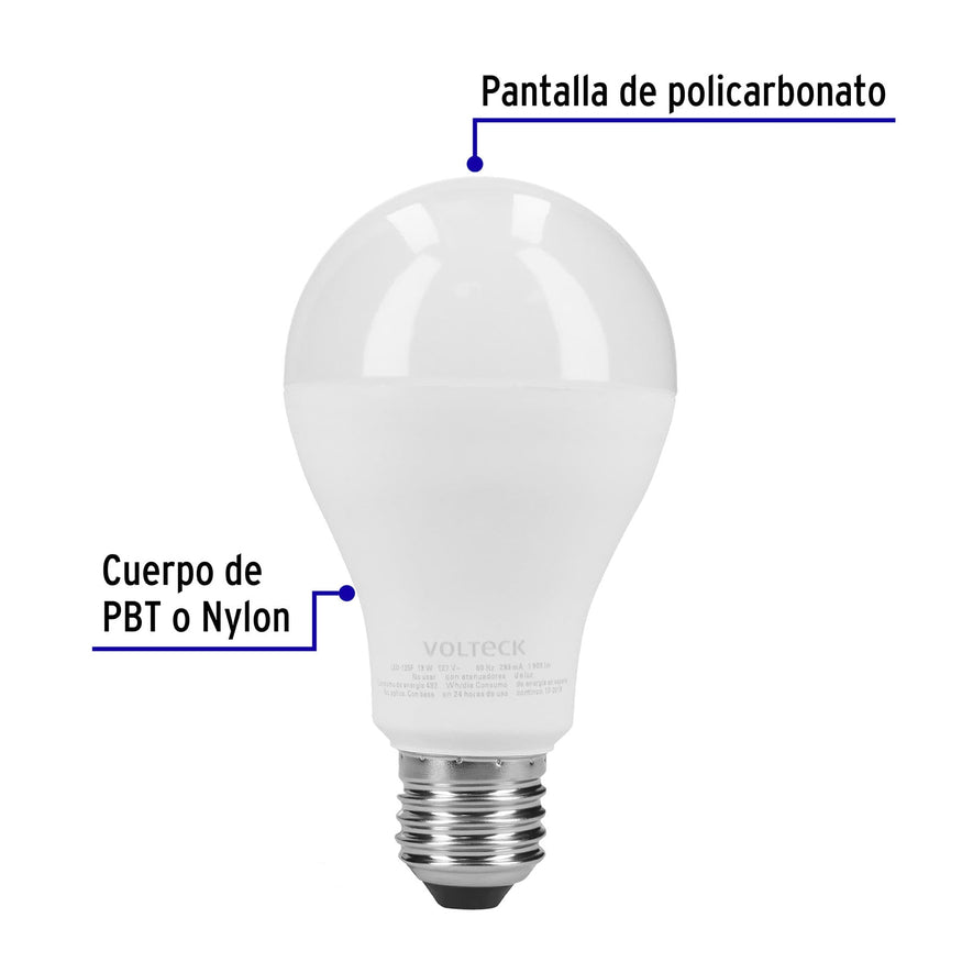Pack de 4 lámparas LED A19 18 W (equiv. 125 W), luz de día Caja con 4, 48129