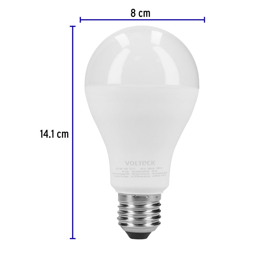 Pack de 4 lámparas LED A19 18 W (equiv. 125 W), luz de día Caja con 4, 48129