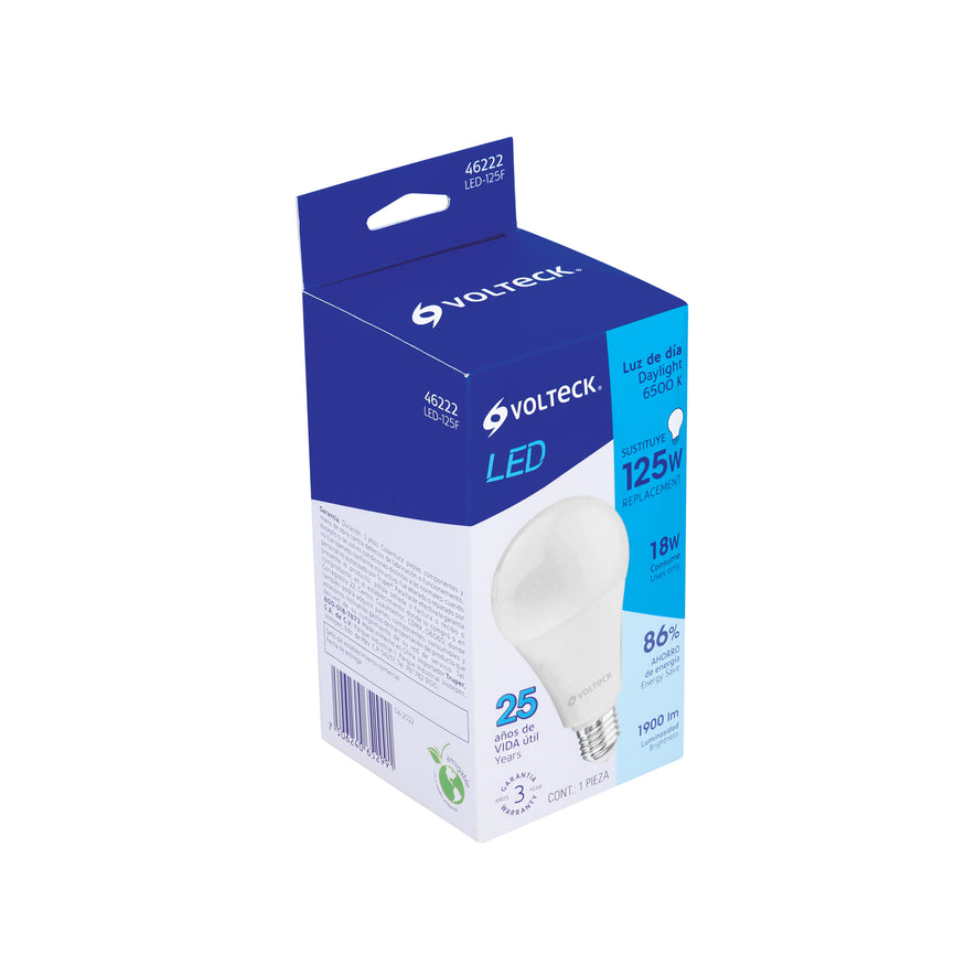 Lámpara LED A25 18 W (equiv. 125 W) luz de día, caja Volteck Caja con 6, 46222