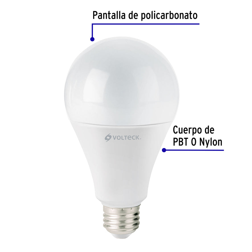Lámpara LED A25 18 W (equiv. 125 W) luz de día, caja Volteck Caja con 6, 46222