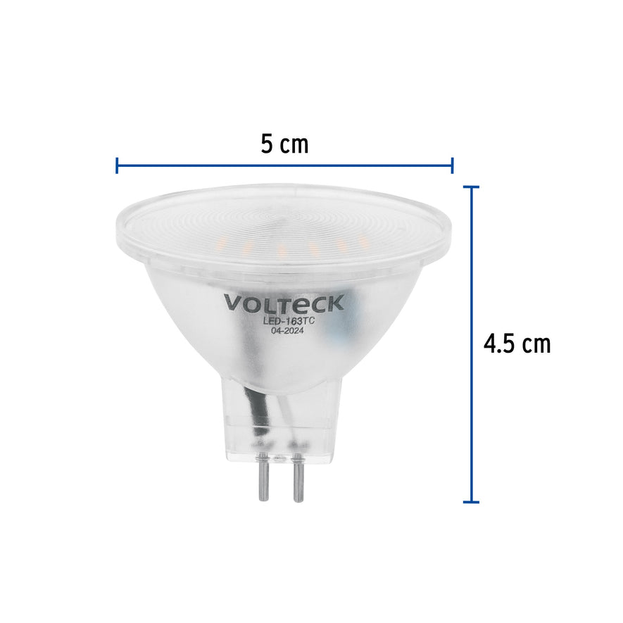 Lámpara trans. de LED 3W MR16 base GU5.3 luz cálida, blíster Caja con 6, 48403