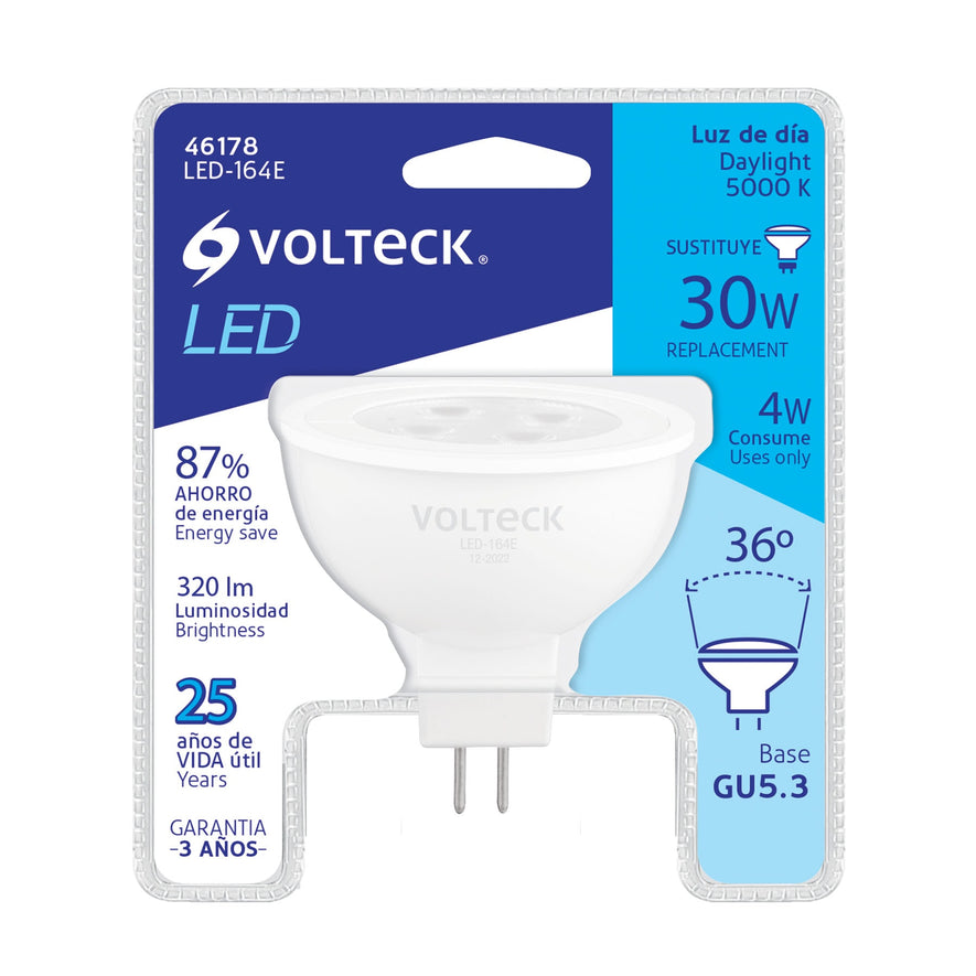 Lámpara de LED 4 W tipo MR 16 base GU5.3 luz de día, blíster Caja con 12, 46178