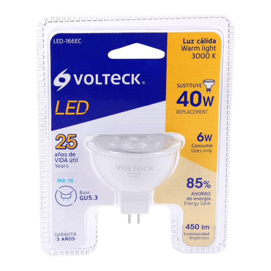Lámpara de LED 6 W tipo MR 16 base GU5.3 luz cálida, blíster Caja con 6, 46179