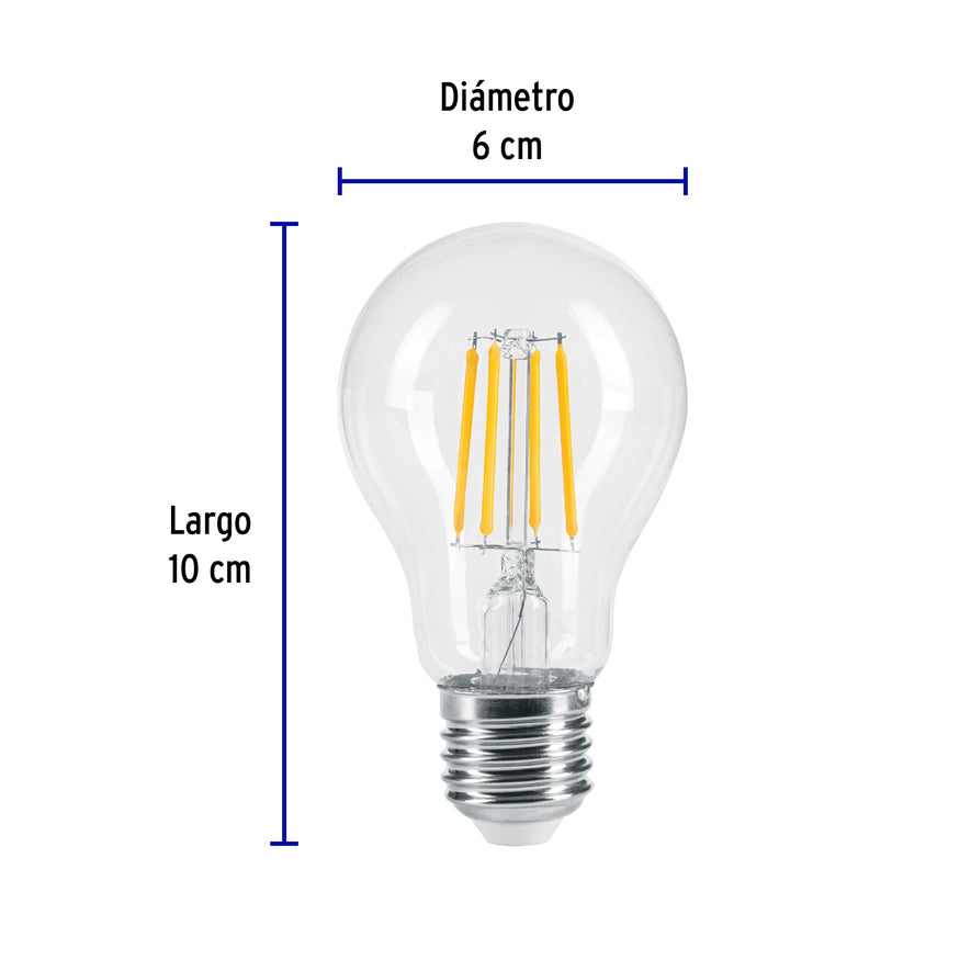 Lámpara LED tipo A19 6 W con filamento luz cálida, blíster Caja con 2, 46211