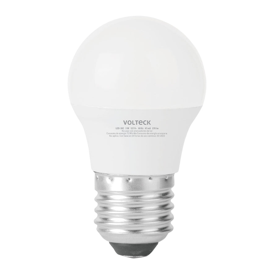 Lámpara LED A19 3 W (equiv. 25 W) luz cálida blíster Volteck Caja con 6, 46276