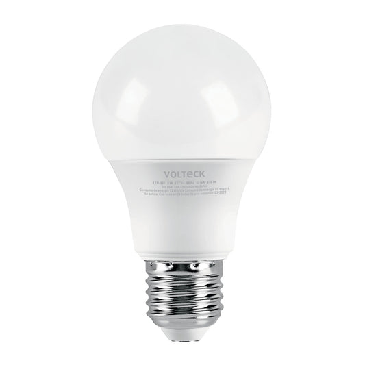 Lámpara LED A19 3 W (equiv. 25 W) luz de día blíster Volteck Caja con 6, 46275
