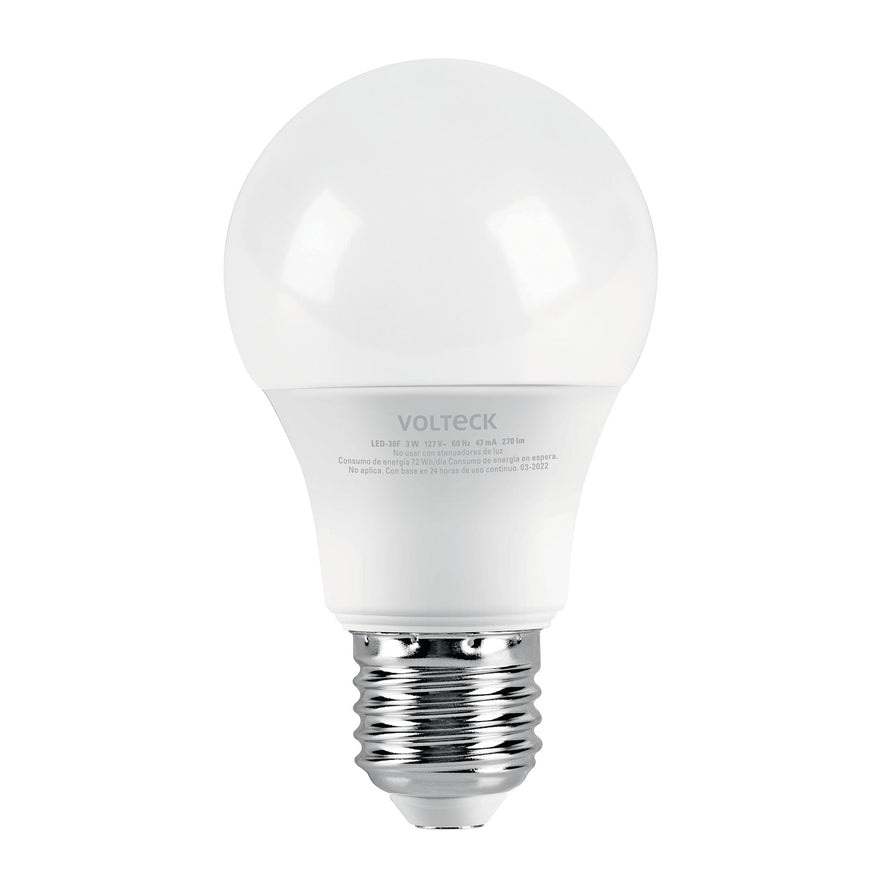 Lámpara LED A19 3 W (equiv. 25 W) luz de día blíster Volteck Caja con 6, 46275