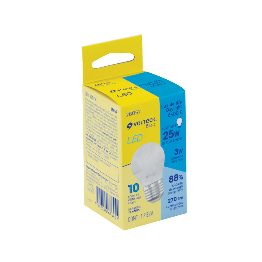 Lámpara LED G45 3 W (equiv. 25 W), luz de día, caja, Basic Caja con 10, 28057