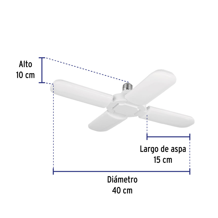 Lámpara LED 32W tipo ventilador, 4 aspas ajustables, Volteck Caja con 2, 26124