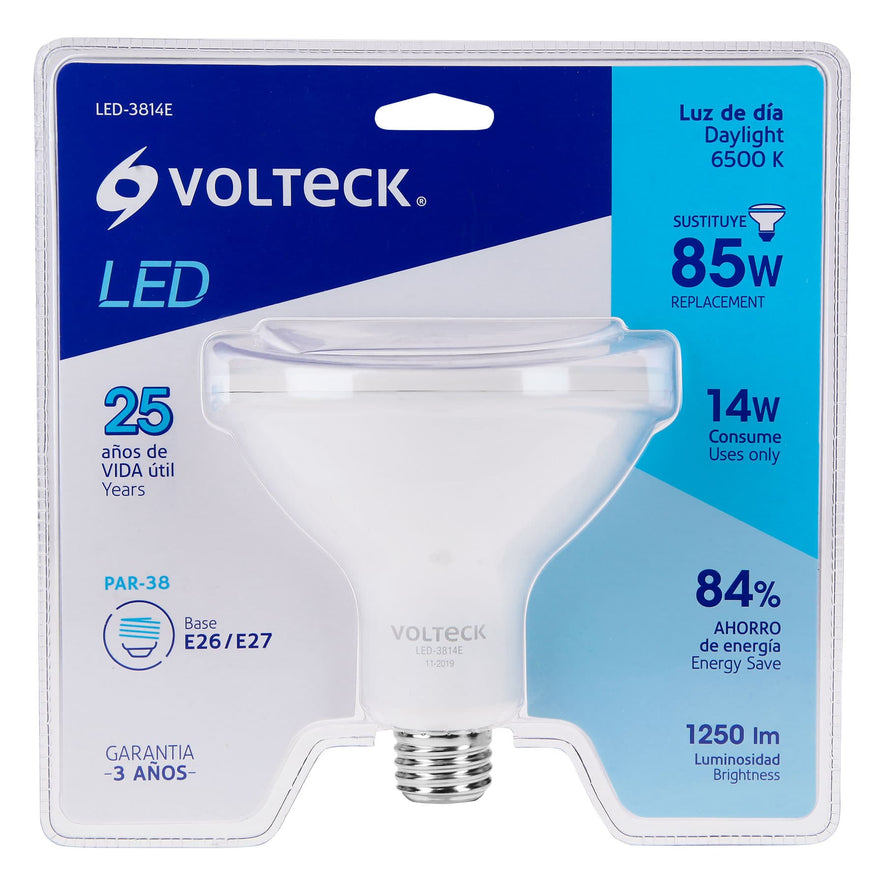 Lámpara de LED 14 W tipo PAR 38 luz de día, blíster, Volteck Caja con 2, 46191