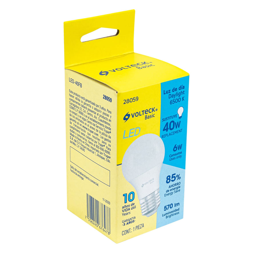 Lámpara LED A19 6 W (equiv. 40 W), luz de día, caja, Basic Caja con 10, 28059