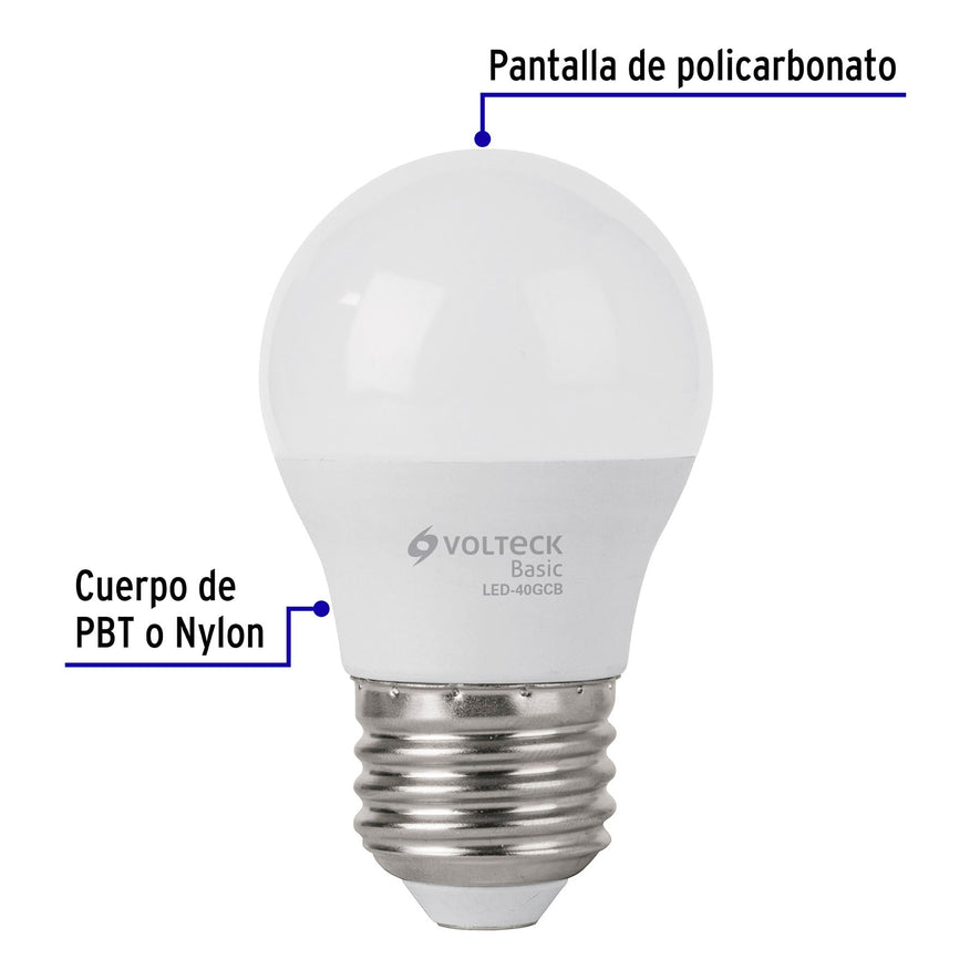 Lámpara LED G45 5 W (equiv. 40 W), luz cálida, caja, Basic Caja con 10, 27163