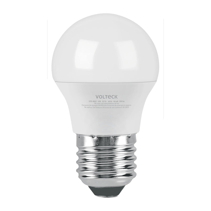 Lámpara LED G45 6 W (equiv. 40 W) luz cálida blíster Volteck Caja con 6, 46278
