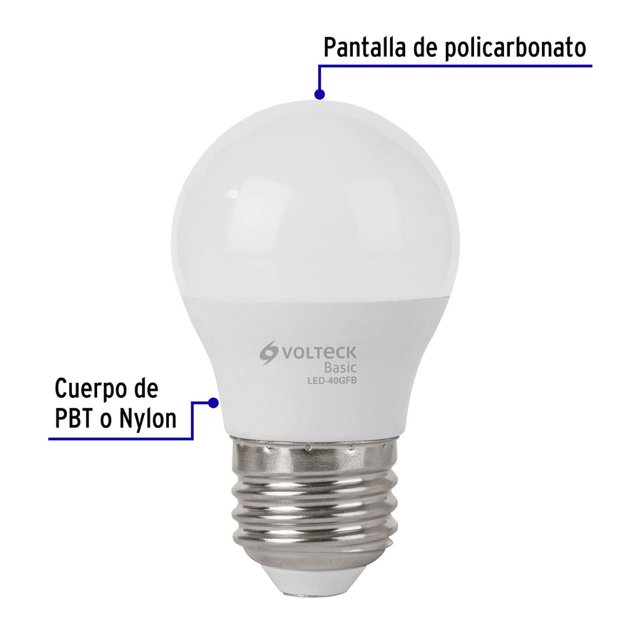 Lámpara LED G45 5 W (equiv. 40 W), luz de día, caja, Basic Caja con 10, 27162