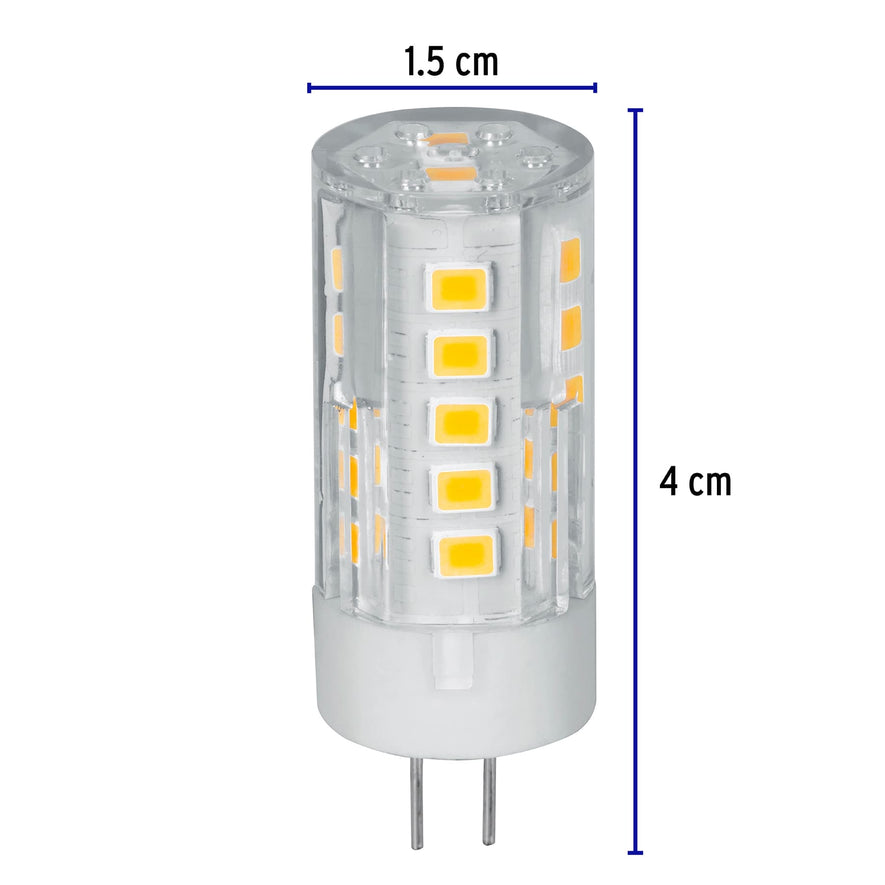 Lámpara de LED tipo cápsula 3 W base G4 luz cálida, blíster Caja con 6, 48103