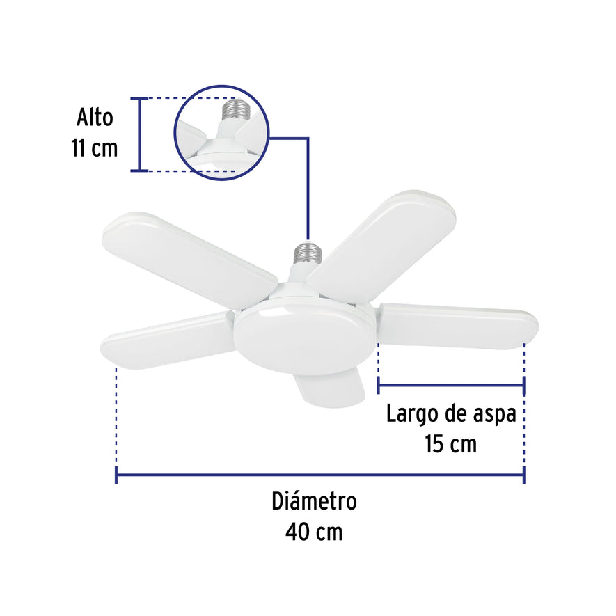 Lámpara de LED 50 W, tipo ventilador con 5 aspas ajustables Caja con 2, 29006