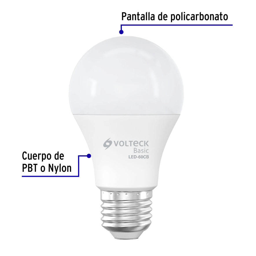 Lámpara LED A19 8 W (equiv. 60 W), luz cálida, caja, Basic Caja con 10, 28062