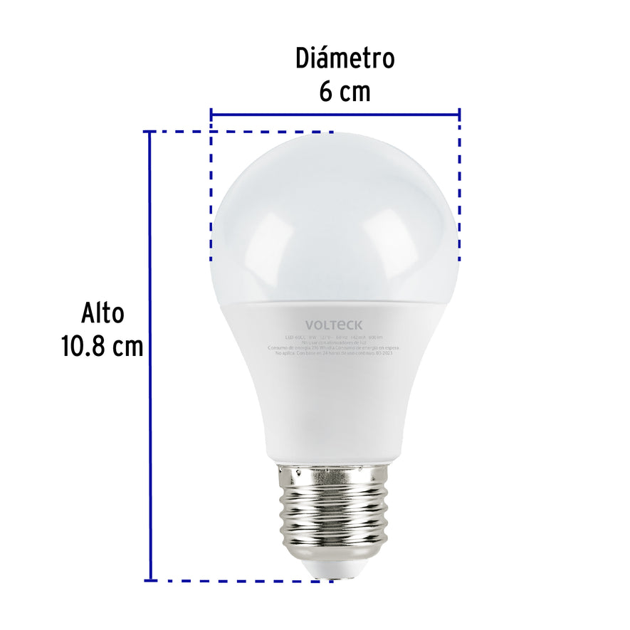 Lámpara LED A19 9 W (equiv. 60 W), luz cálida, caja, Volteck Caja con 12, 47547