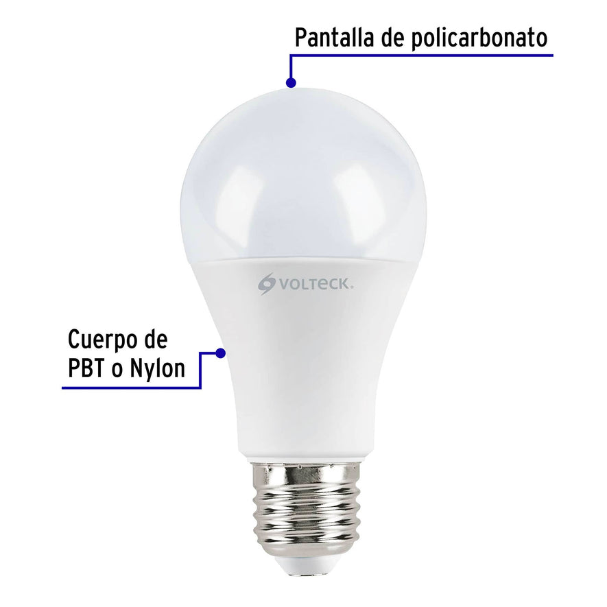 Lámpara LED A19 12 W (equiv. 75W) luz cálida blíster Volteck Caja con 6, 46861