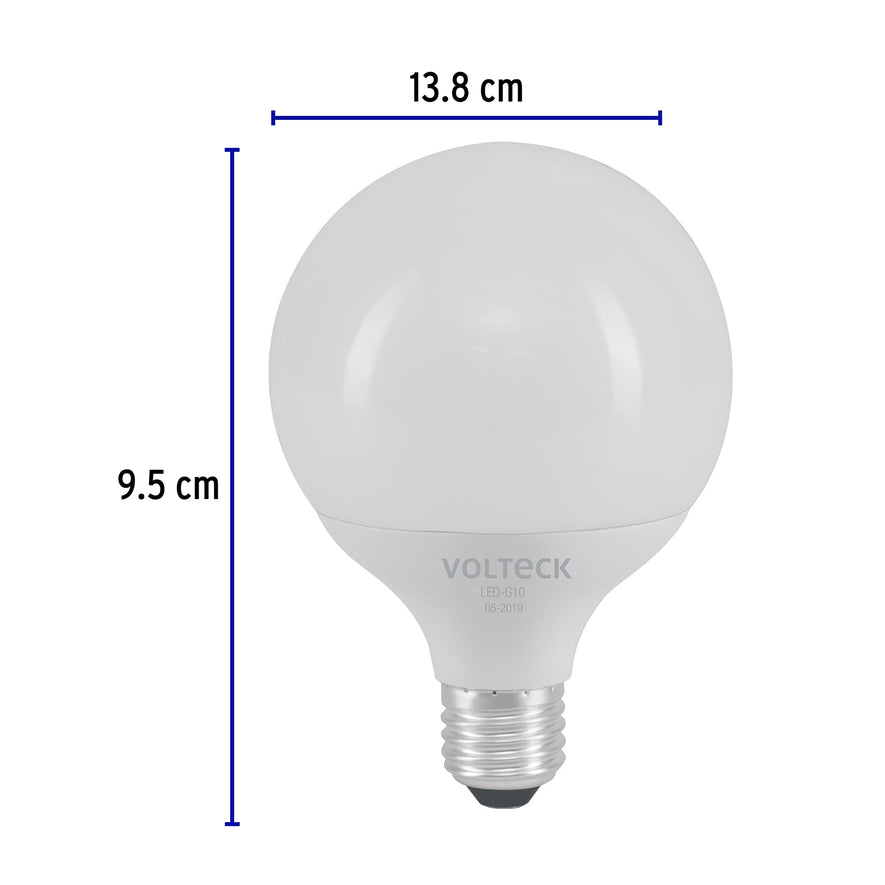 Lámpara de LED tipo globo 8 W luz de día, en caja, Volteck Caja con 2, 46195