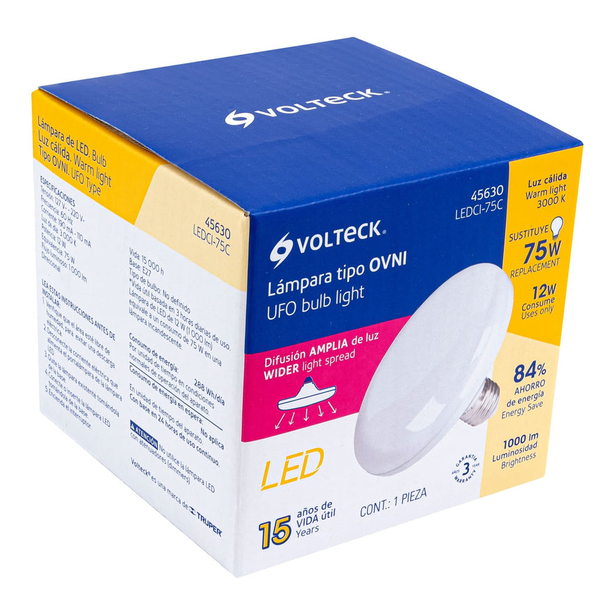 Lámpara LED tipo OVNI 12 W (equiv. 75 W), luz cálida, caja Caja con 2, 45630