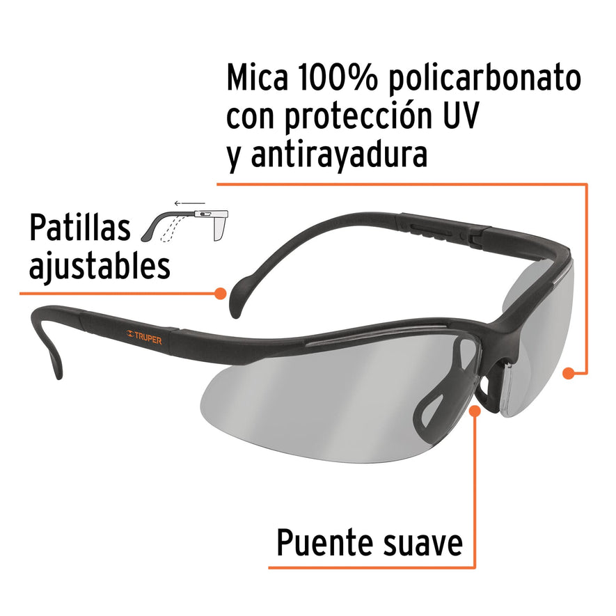 Lentes de seguridad interior-exterior, Truper Vision Caja con 6, 10824