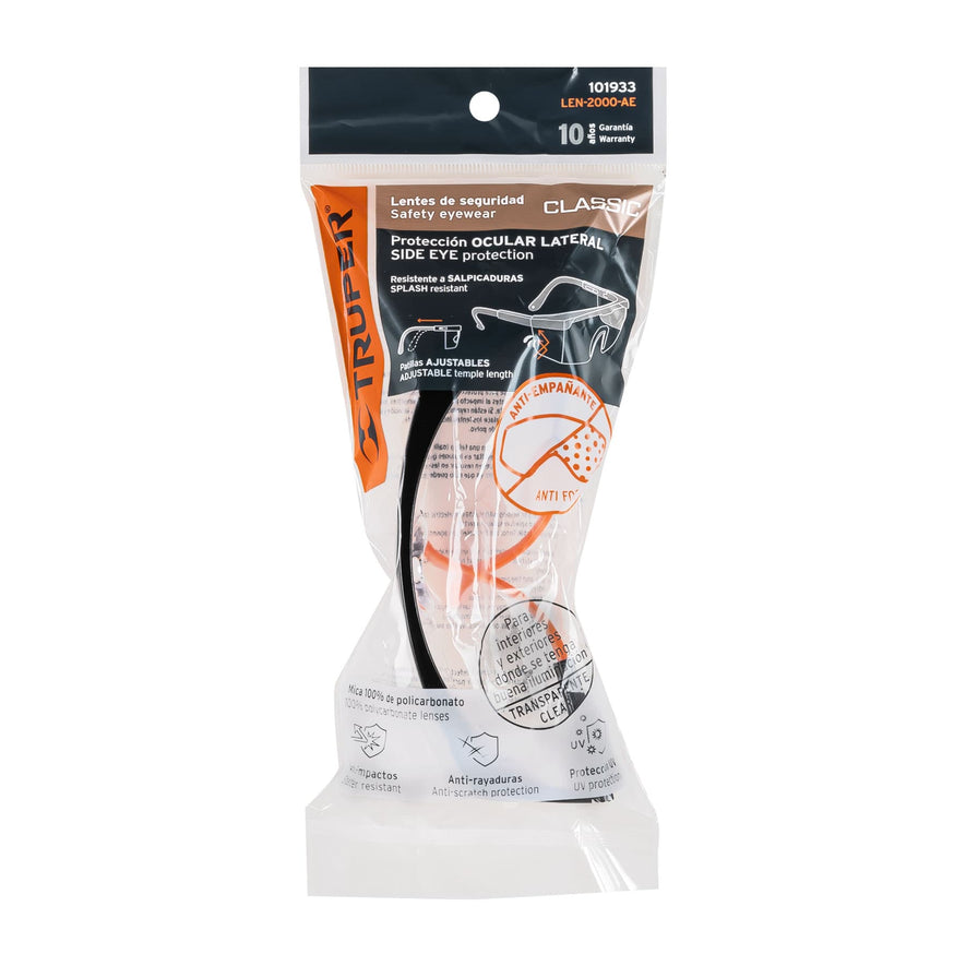 Lentes de seguridad ajustables claros c/antiempaño, Classic Caja con 6, 101933