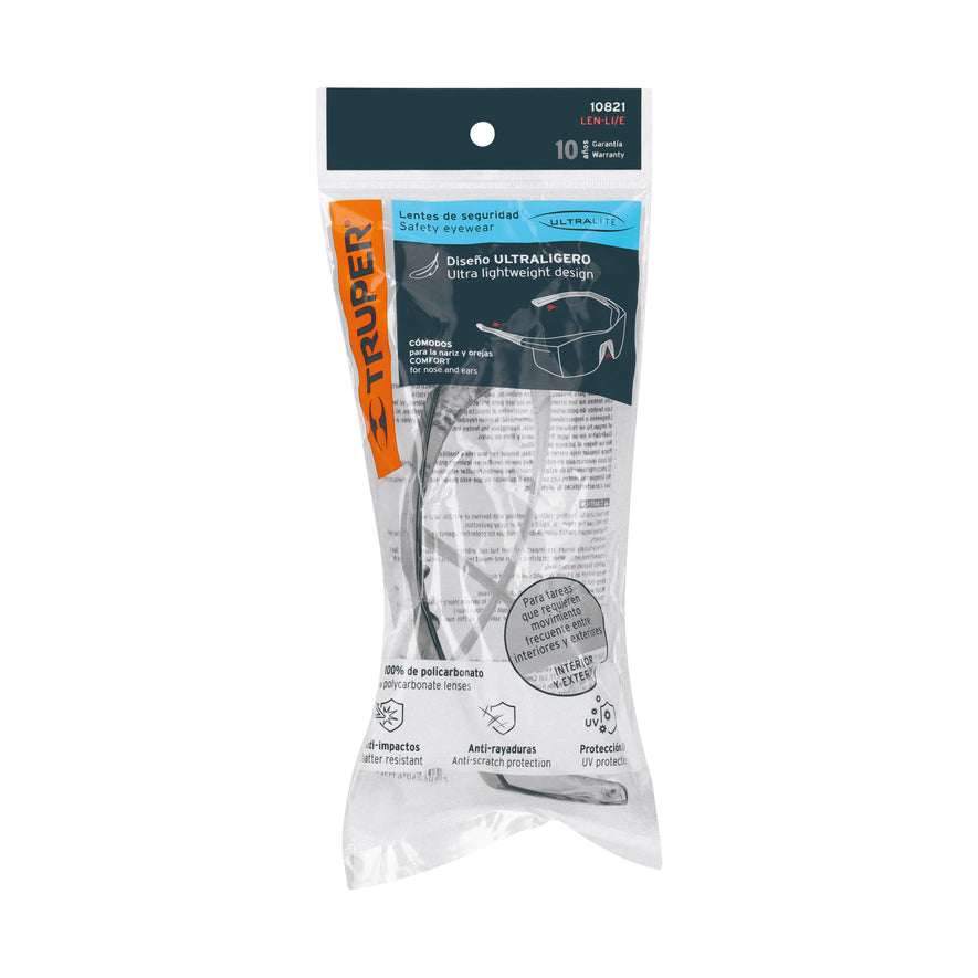 Lentes de seguridad interior-exterior, Truper Ultralite Caja con 6, 10821