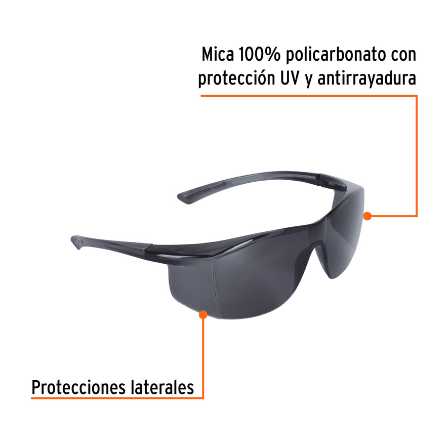 Lentes de seguridad grises, Truper Ultralite Caja con 6, 15290
